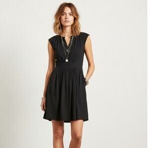 ISABEL MARANT Etoile Black Mini Dress Sleeveles pleated size 1